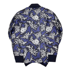 Kenzo Embroidered Print Bomber Jacket Navy Blue Silver Pre-Owned
