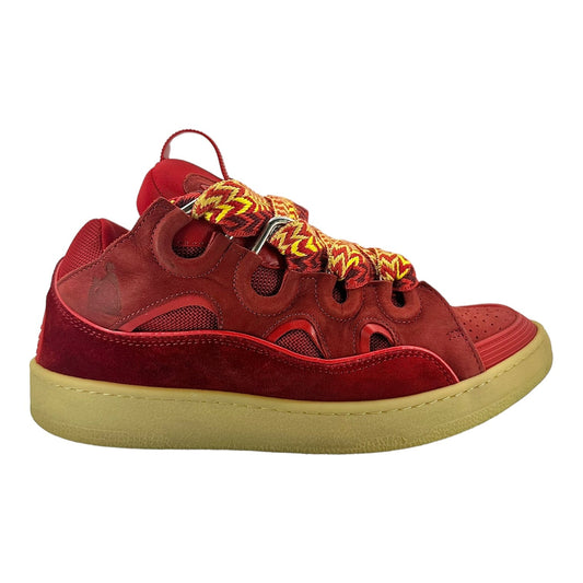 Lanvin Leather Curb Sneaker Red Pre-Owned