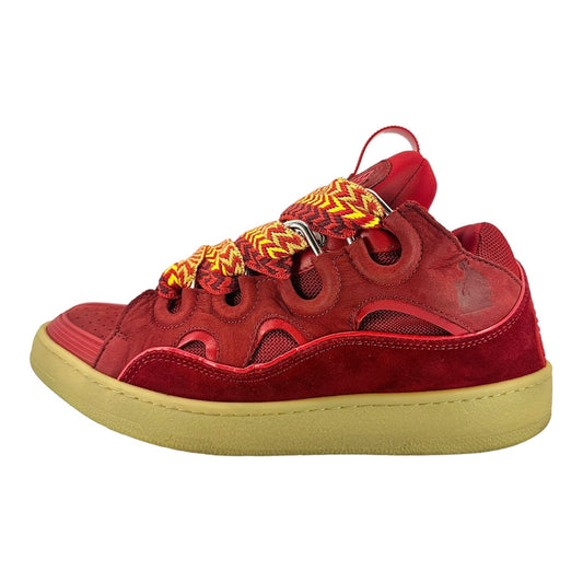 Lanvin Leather Curb Sneaker Red Pre-Owned