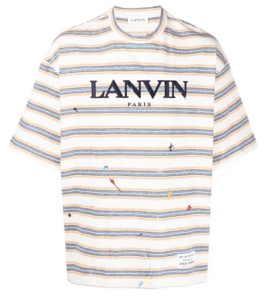 Lanvin x Gallery Department Multi Stripe Short Sleeve Tee Shirt Cream