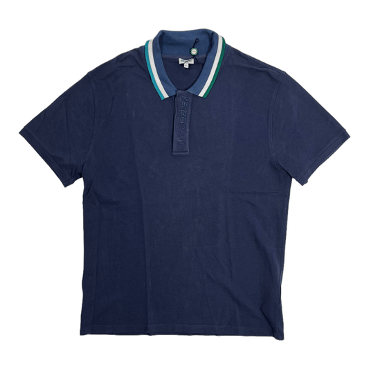 Kenzo Paris Collar Logo Polo Tee Shirt Navy Pre-Owned