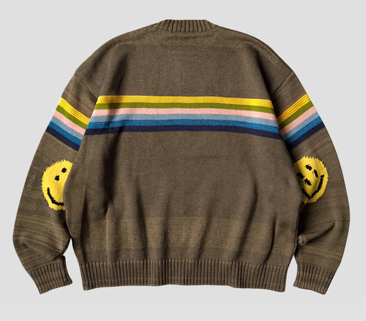 Kapital 5G Rainbow Cotton Knit Sweater Brown