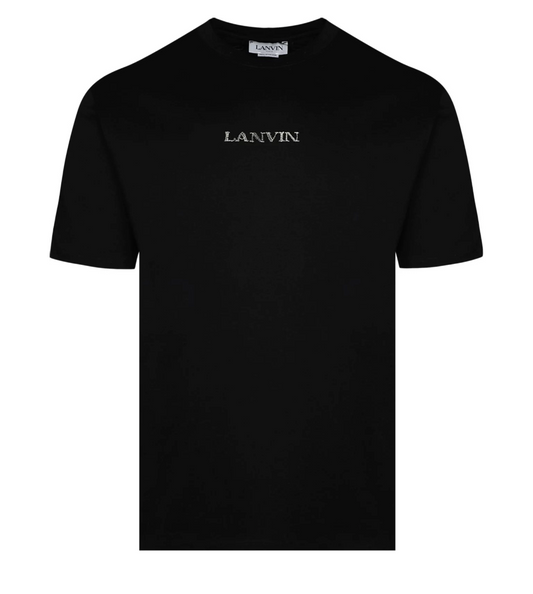 Lanvin Embroidered Logo Short Sleeve Tee Shirt Black