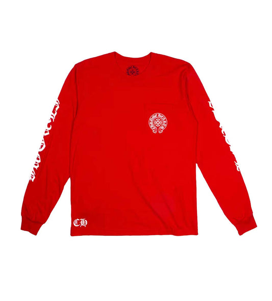 Chrome Hearts Red Scroll Logo L/S Tee