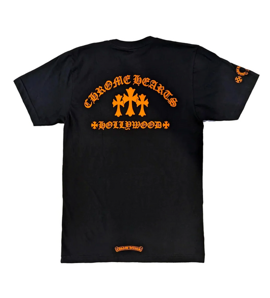 Chrome Hearts Black Orange Hollywood T-Shirt