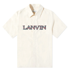 Lanvin Embroidered Bowling Button Up Shirt Ecru