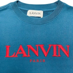 Lanvin Logo Embroidered Crewneck Sweatshirt Teal Red Pre-Owned