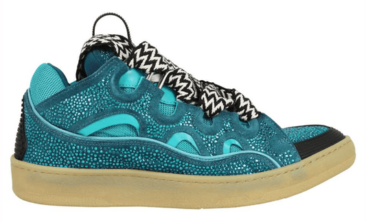 Lanvin Leather Curb Sneaker Strass Navy