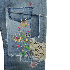 Kapital Okabilly Gypsy Patchwork Embroidered Jeans Light Blue