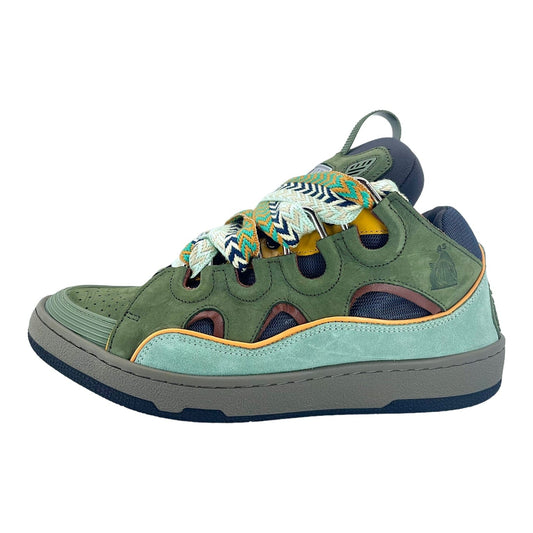 Lanvin Leather Curb Sneaker Moss Green Pre-Owned